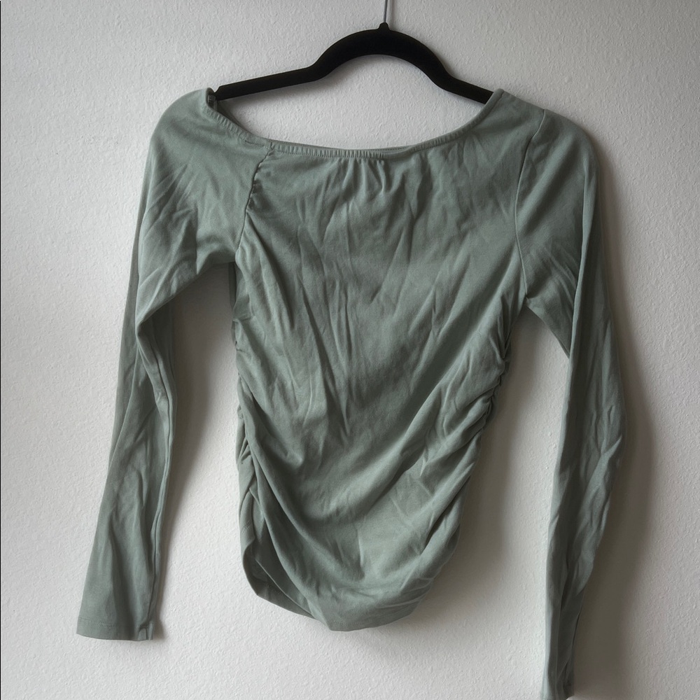 Wild Fable Light Green Ruched Blouse - Picture 3 of 5